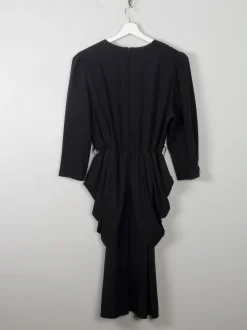 Vintage Black 80s Dress With Peplum M/L