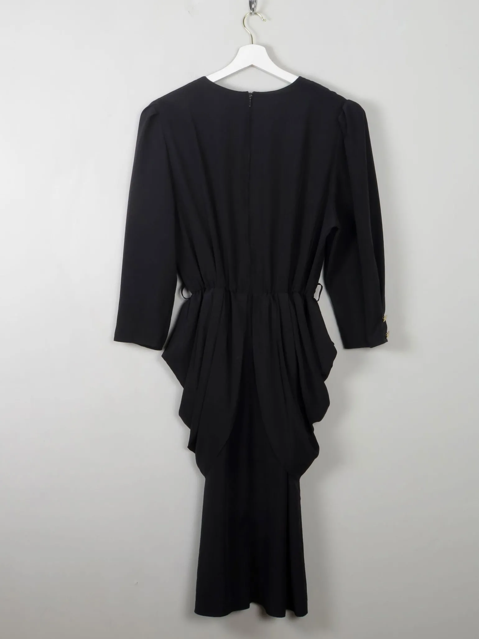 Vintage Black 80s Dress With Peplum M/L