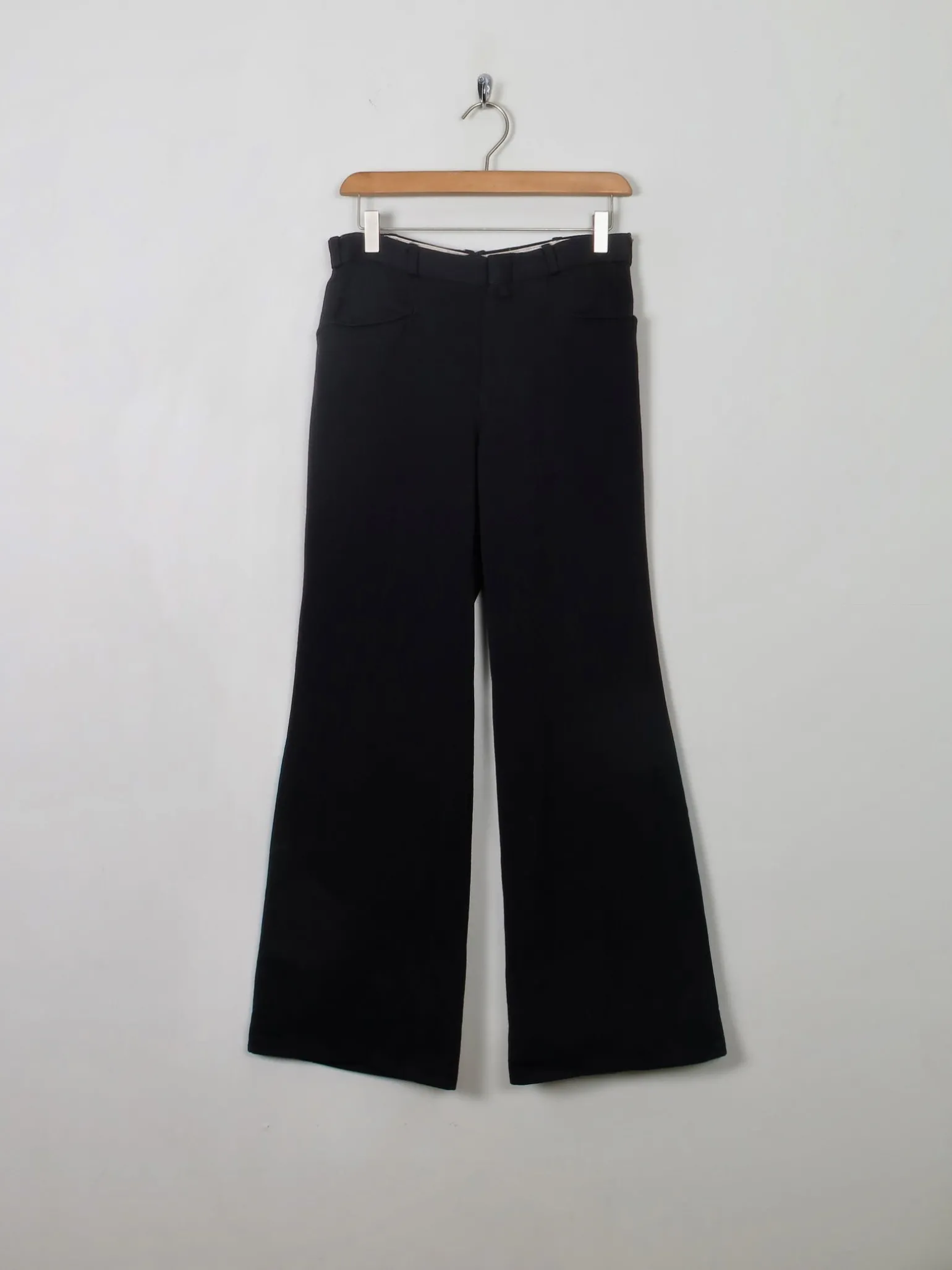 Vintage Black 1970s Flared Trousers 27"W XS