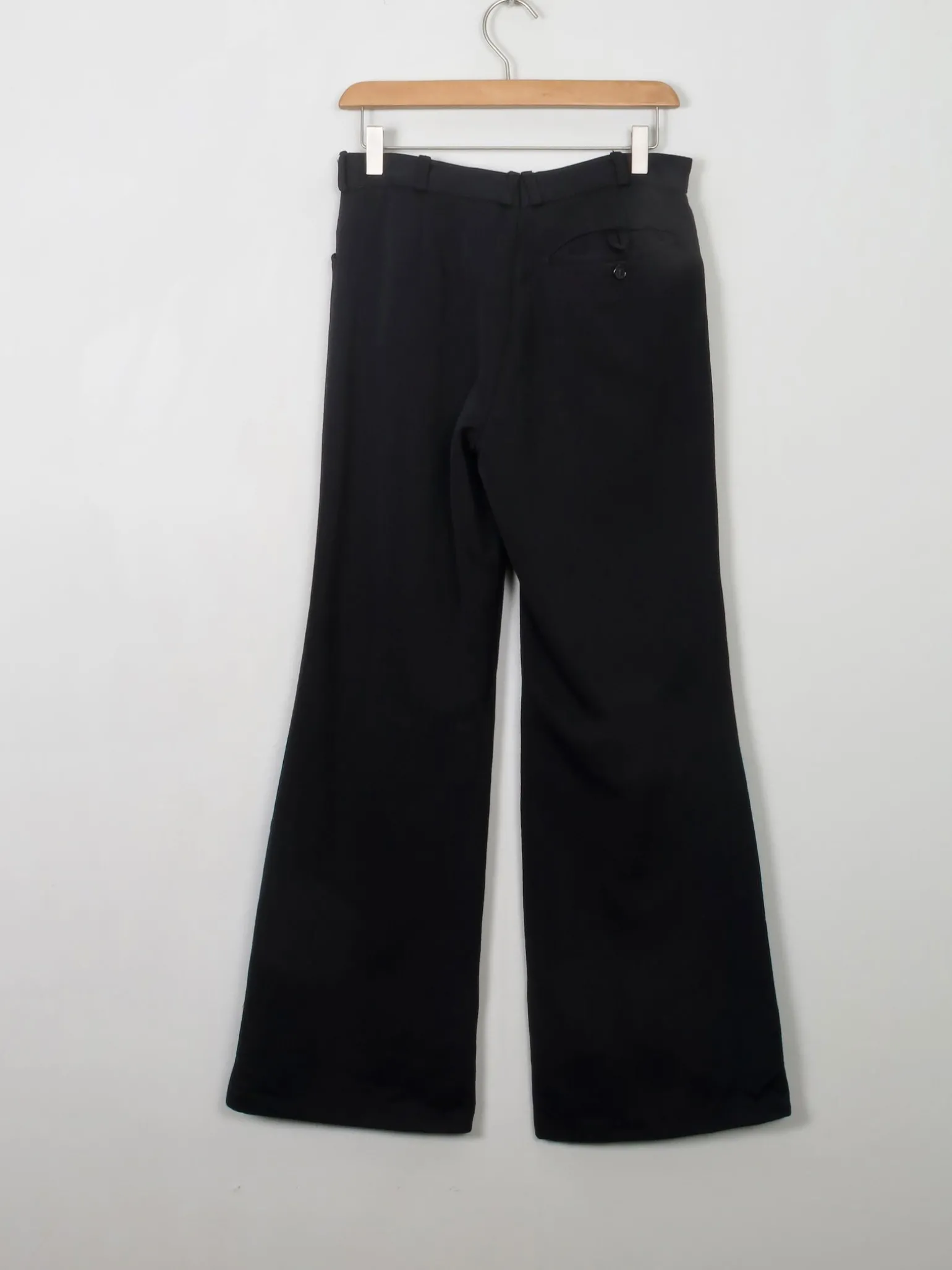 Vintage Black 1970s Flared Trousers 27"W XS