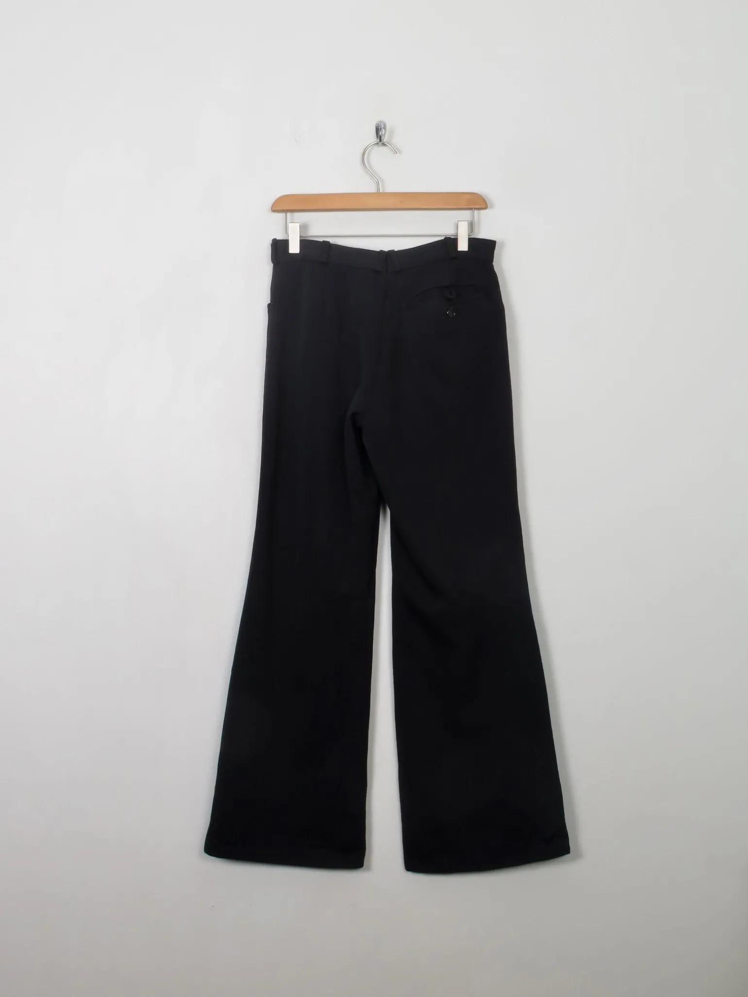 Vintage Black 1970s Flared Trousers 27"W XS