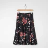 Vintage Black 1970s Floral Skirt S