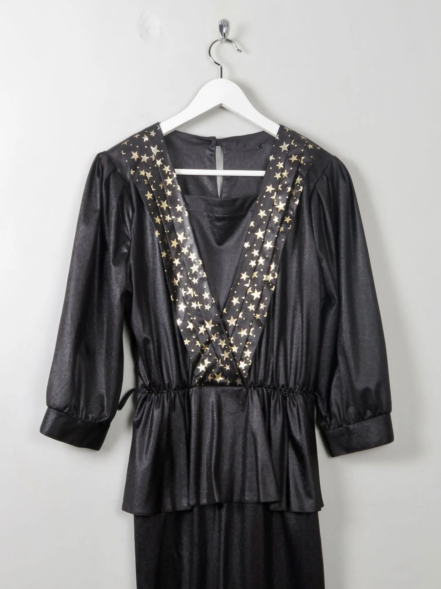 Vintage Black 1980s Star Dress S