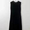 Vintage Black 1960s Velvet Shift Style Dress XS