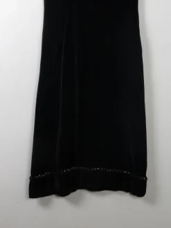 Vintage Black 1960s Velvet Shift Style Dress XS