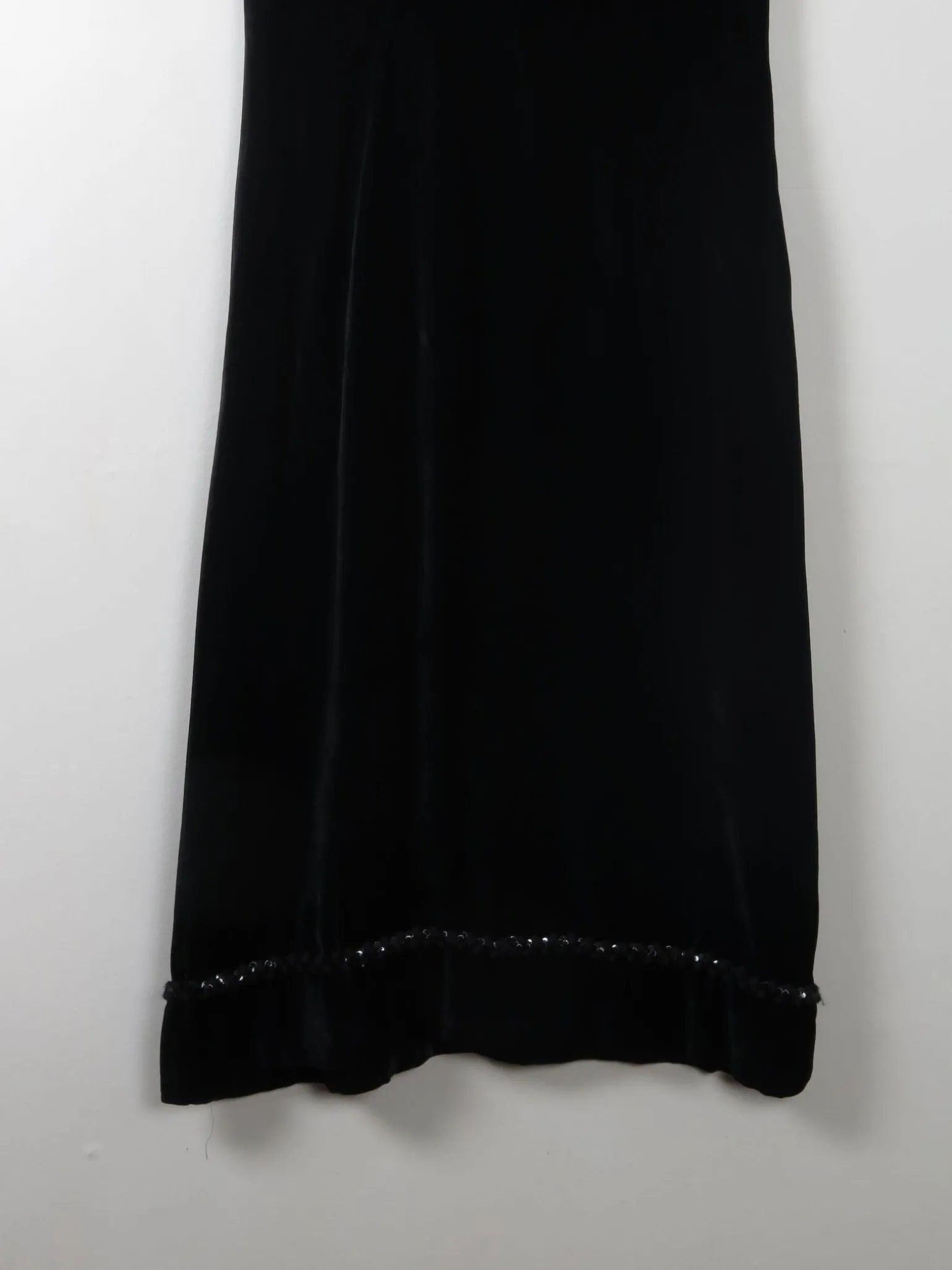 Vintage Black 1960s Velvet Shift Style Dress XS