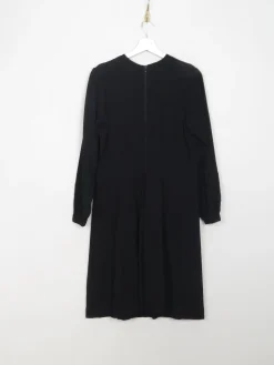 Vintage Black 1940s Wool Crepe Dress M