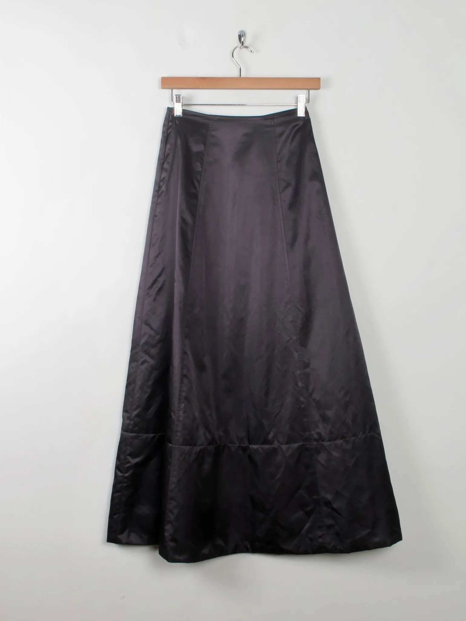 Vintage Black Satin Full Skirt 25"W