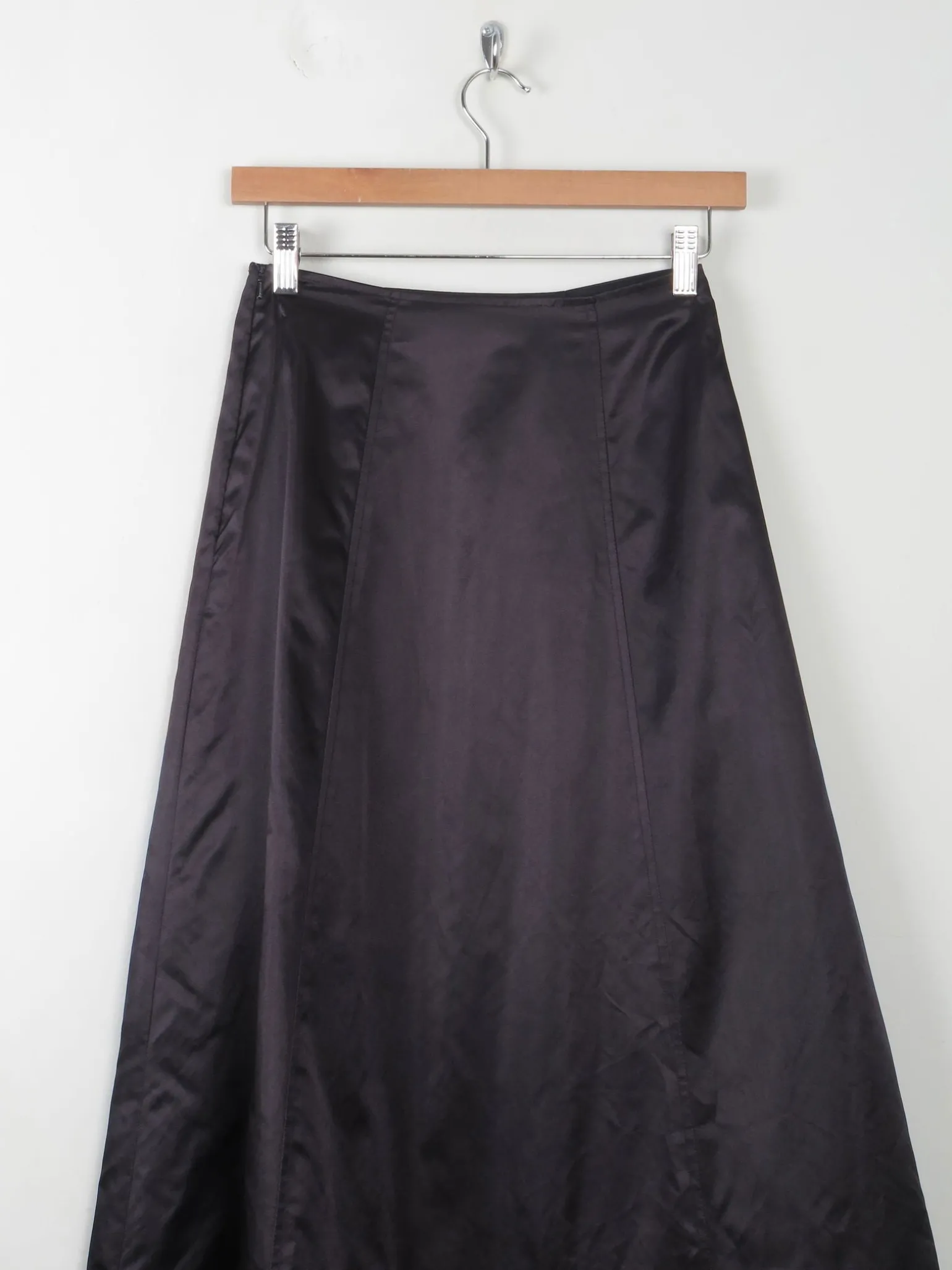 Vintage Black Satin Full Skirt 25"W