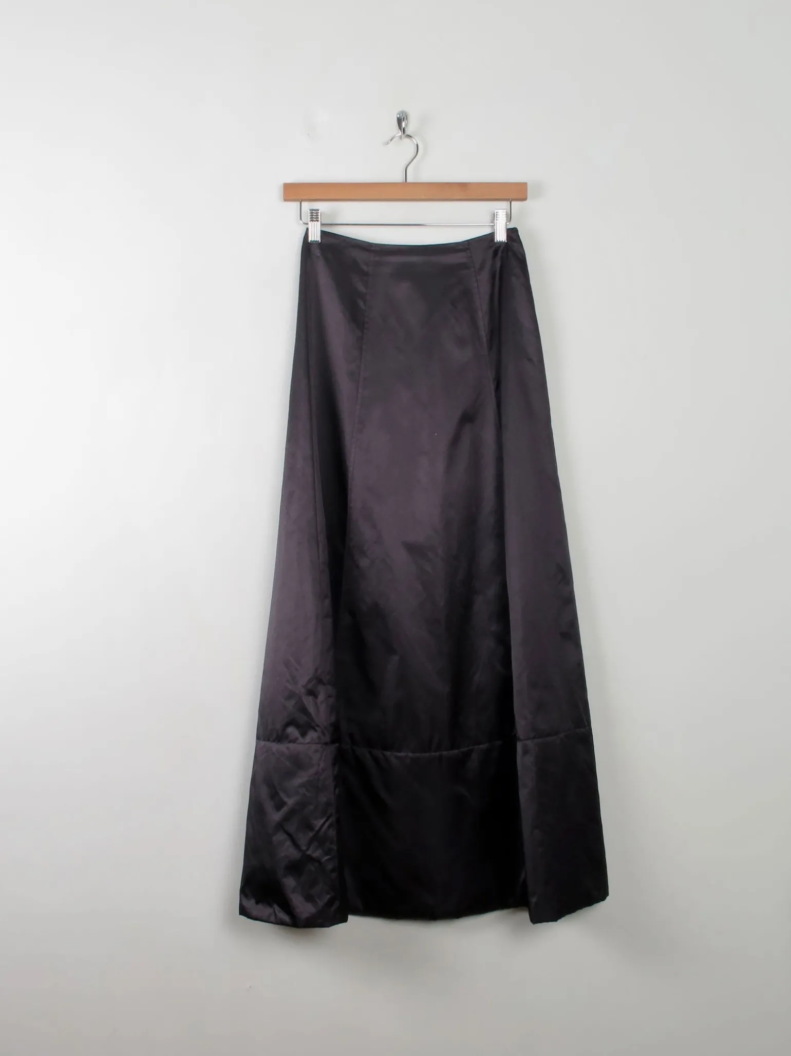 Vintage Black Satin Full Skirt 25"W