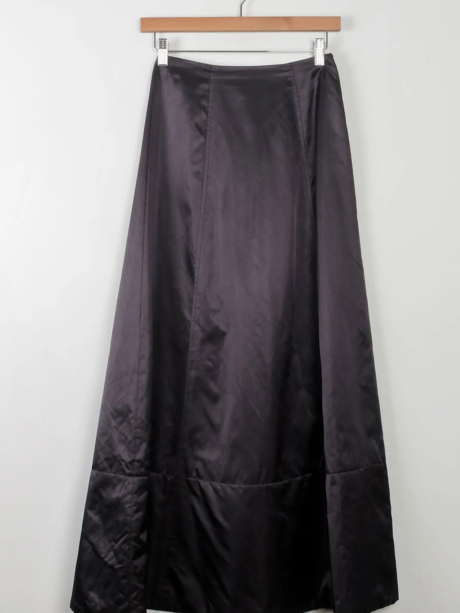 Vintage Black Satin Full Skirt 25"W
