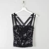 Vintage Black Sequin Corset XS