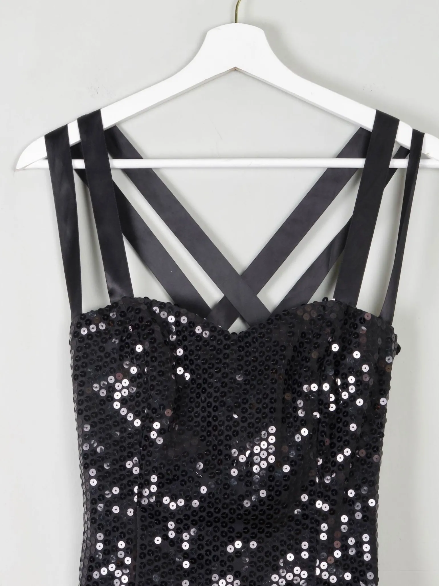Vintage Black Sequin Corset XS