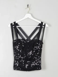 Vintage Black Sequin Corset XS