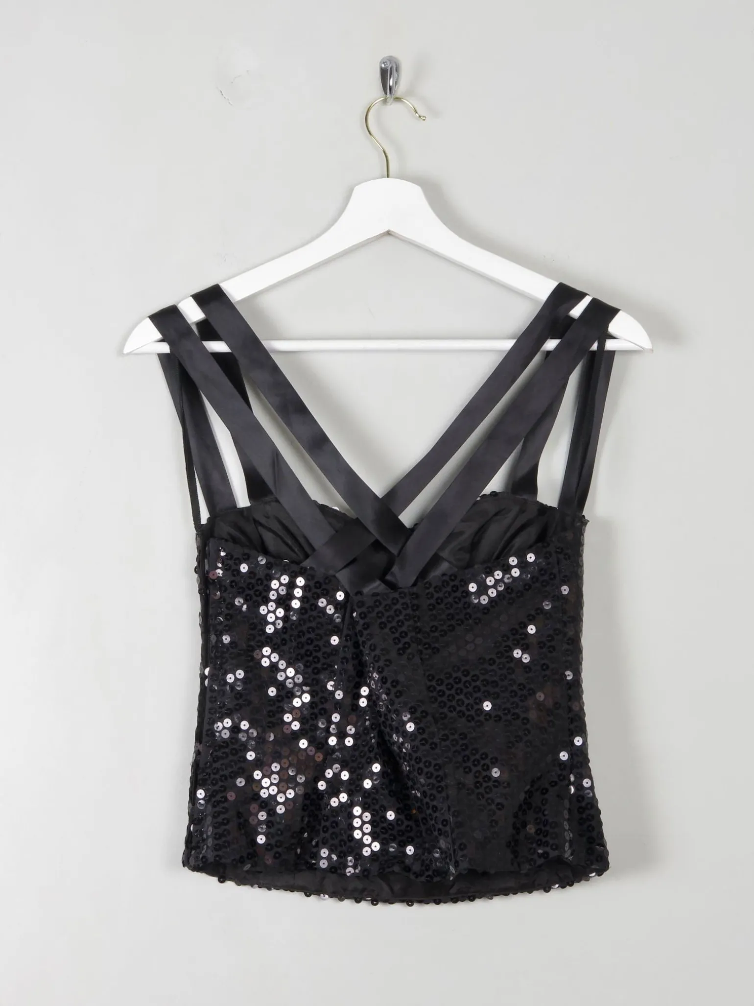 Vintage Black Sequin Corset XS