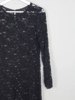 Vintage Black Short Lace Vintage  Dress S