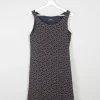 Vintage Black Short Sleeveless  Printed Dress S