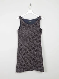 Vintage Black Short Sleeveless  Printed Dress S