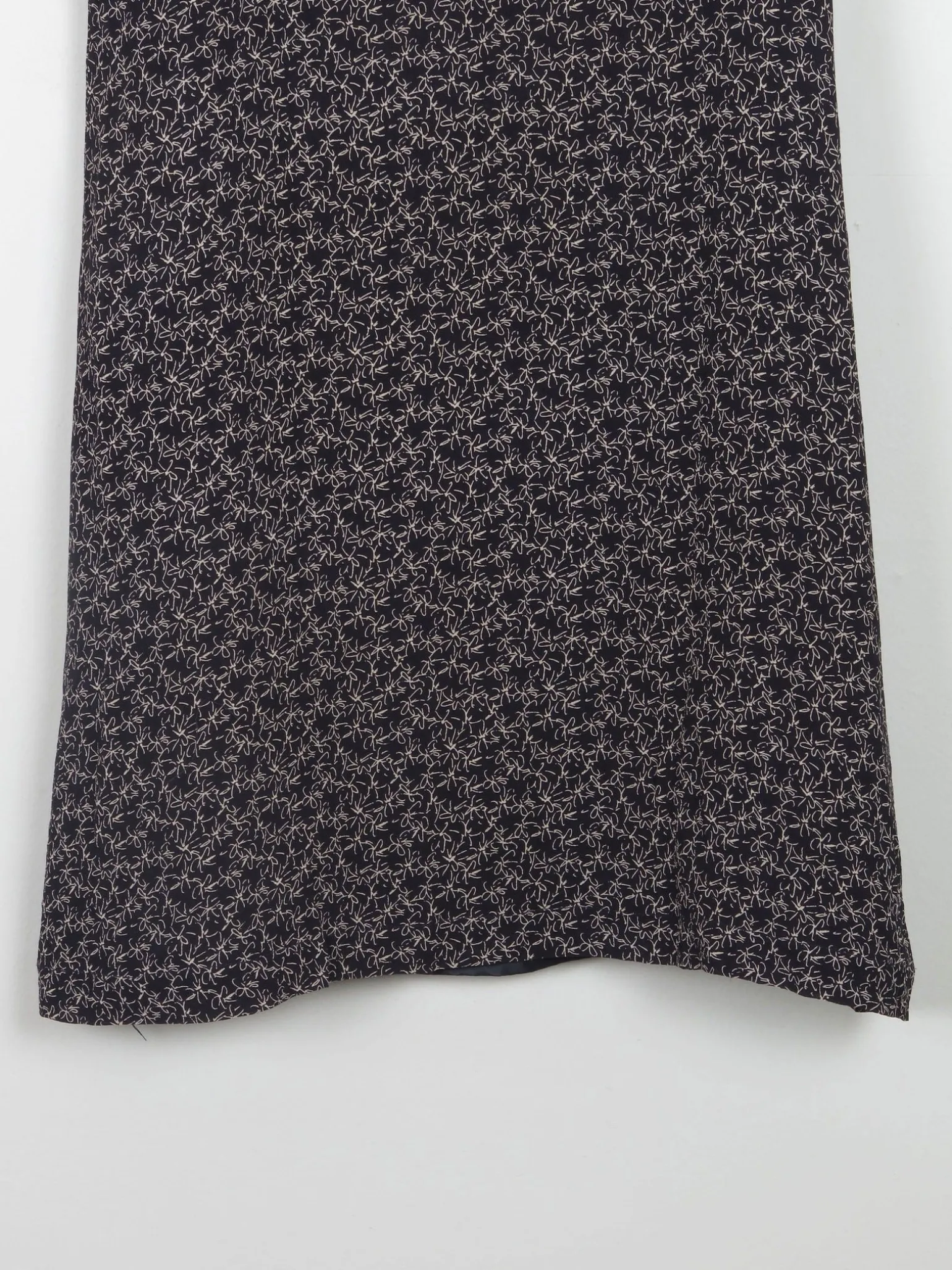 Vintage Black Short Sleeveless  Printed Dress S