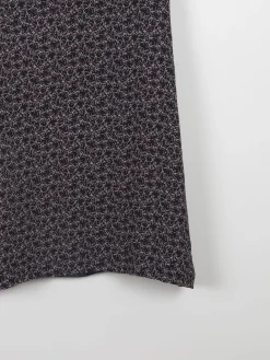 Vintage Black Short Sleeveless  Printed Dress S