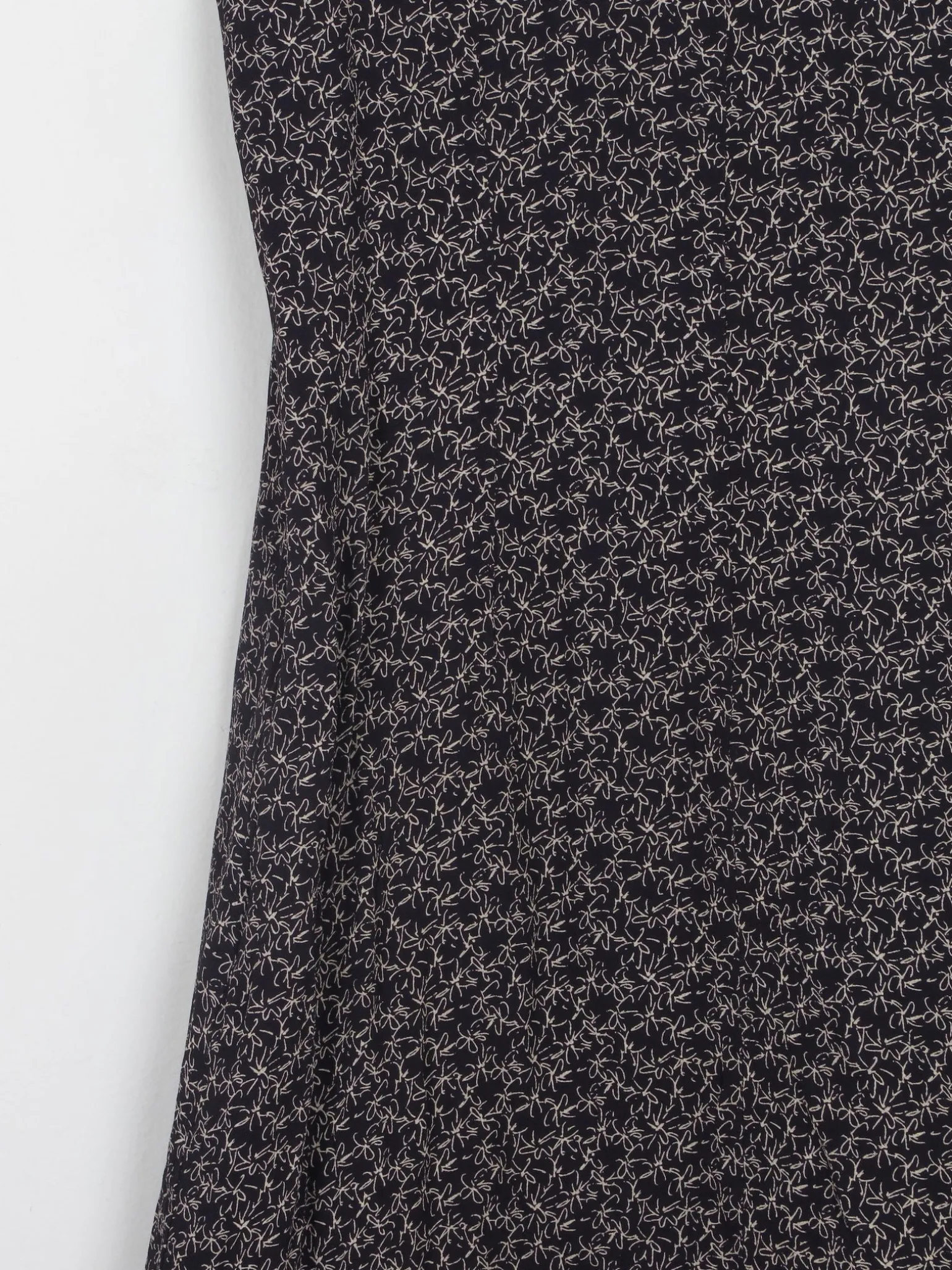 Vintage Black Short Sleeveless  Printed Dress S