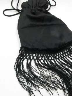 Vintage Black Silk Beggars Pouch Bag