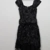 Vintage Black Sparkly 1980s Party Dress S