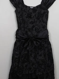 Vintage Black Sparkly 1980s Party Dress S