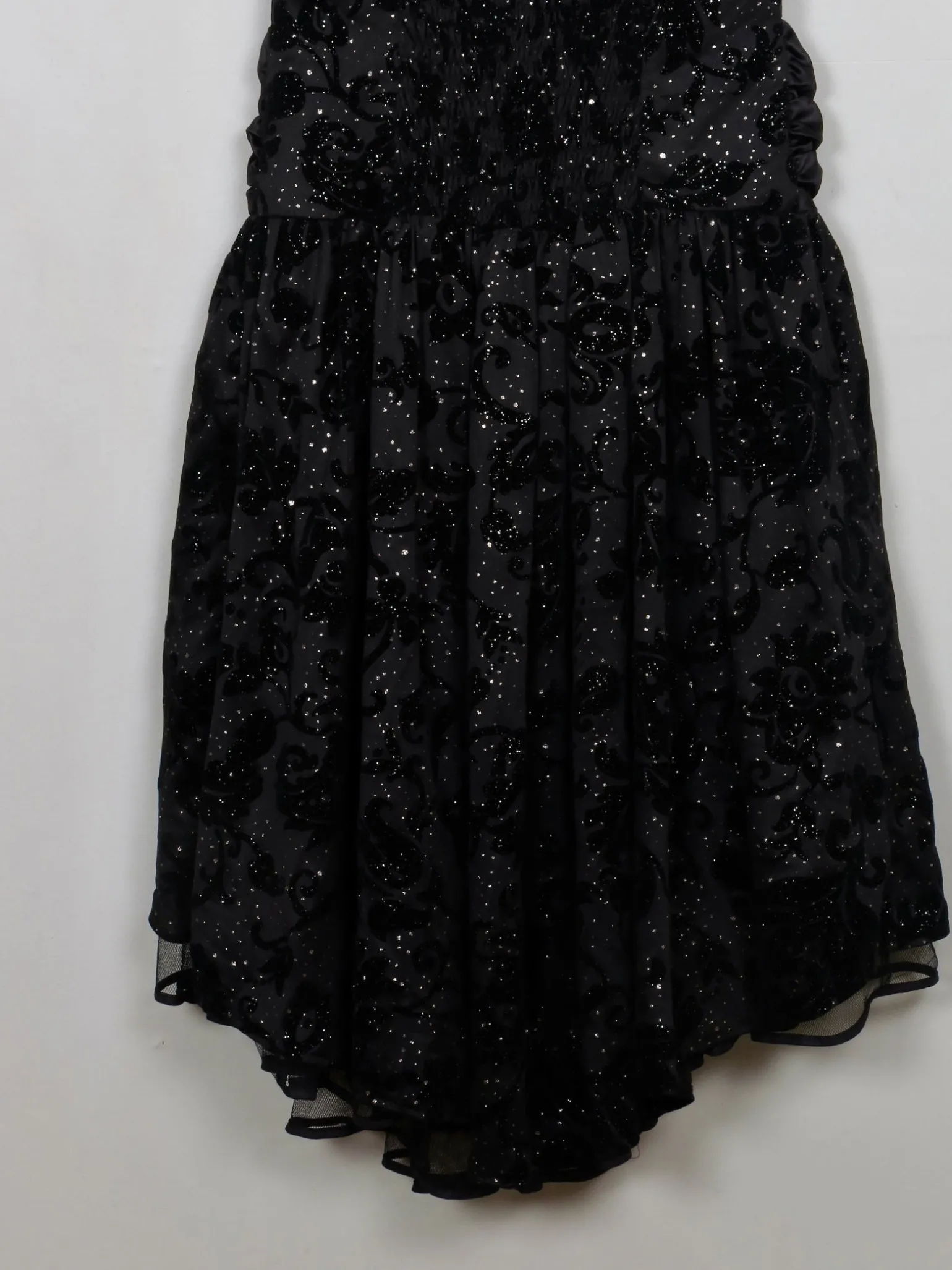 Vintage Black Sparkly 1980s Party Dress S