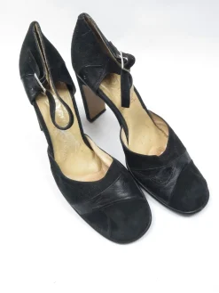 Vintage Black Suede & Leather  Shoes 41/8
