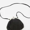 Vintage Black Suede Bag With Silver Clasp