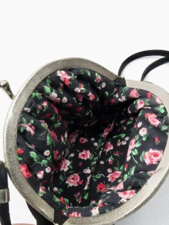 Vintage Black Suede Bag With Silver Clasp