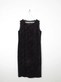 Vintage Black Velvet & Lurex Midi Dress L/XL