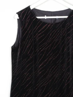 Vintage Black Velvet & Lurex Midi Dress L/XL