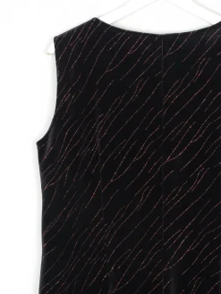 Vintage Black Velvet & Lurex Midi Dress L/XL