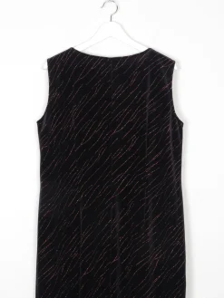 Vintage Black Velvet & Lurex Midi Dress L/XL