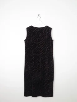 Vintage Black Velvet & Lurex Midi Dress L/XL