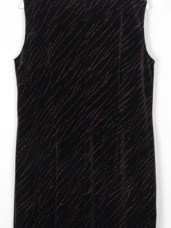 Vintage Black Velvet & Lurex Midi Dress L/XL