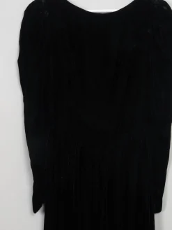Vintage Black Velvet Dress With Long Sleeves XS