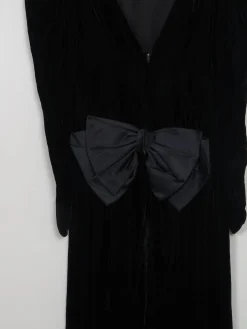 Vintage Black Velvet Dress With Long Sleeves XS