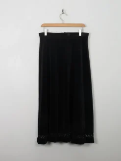 Vintage Black Velvet Midi Skirt 30W