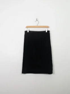 Vintage Black Velvet Pencil Skirt S