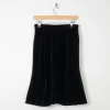 Vintage Black Velvet 1970s Skirt Bias Cut S