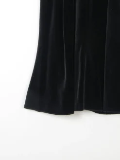Vintage Black Velvet 1970s Skirt Bias Cut S