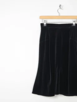 Vintage Black Velvet 1970s Skirt Bias Cut S