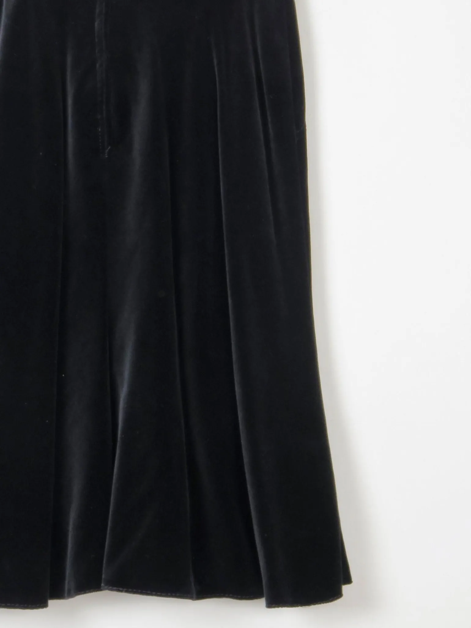 Vintage Black Velvet 1970s Skirt Bias Cut S