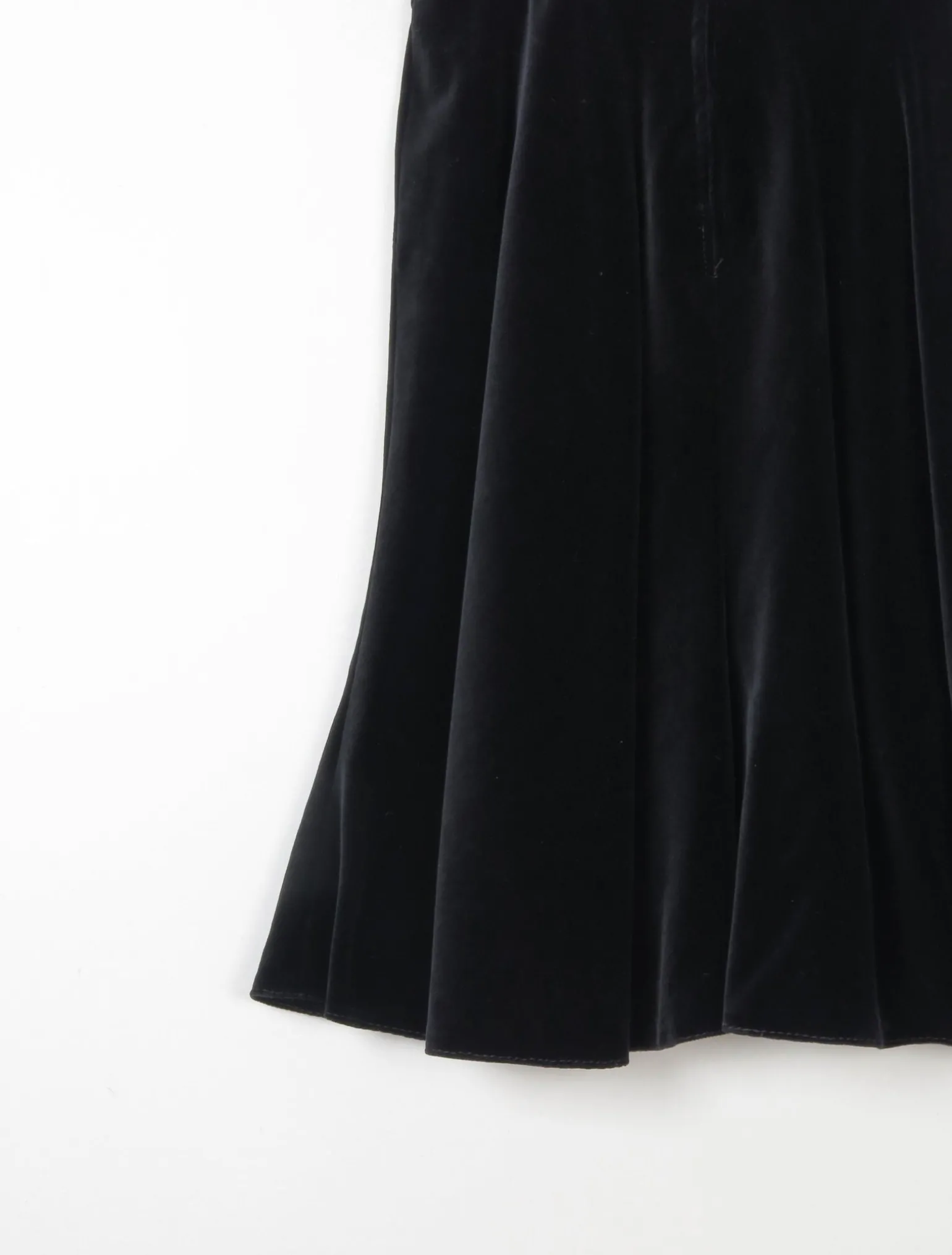 Vintage Black Velvet 1970s Skirt Bias Cut S