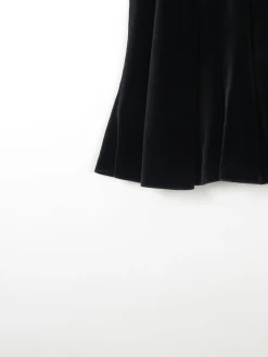 Vintage Black Velvet 1970s Skirt Bias Cut S