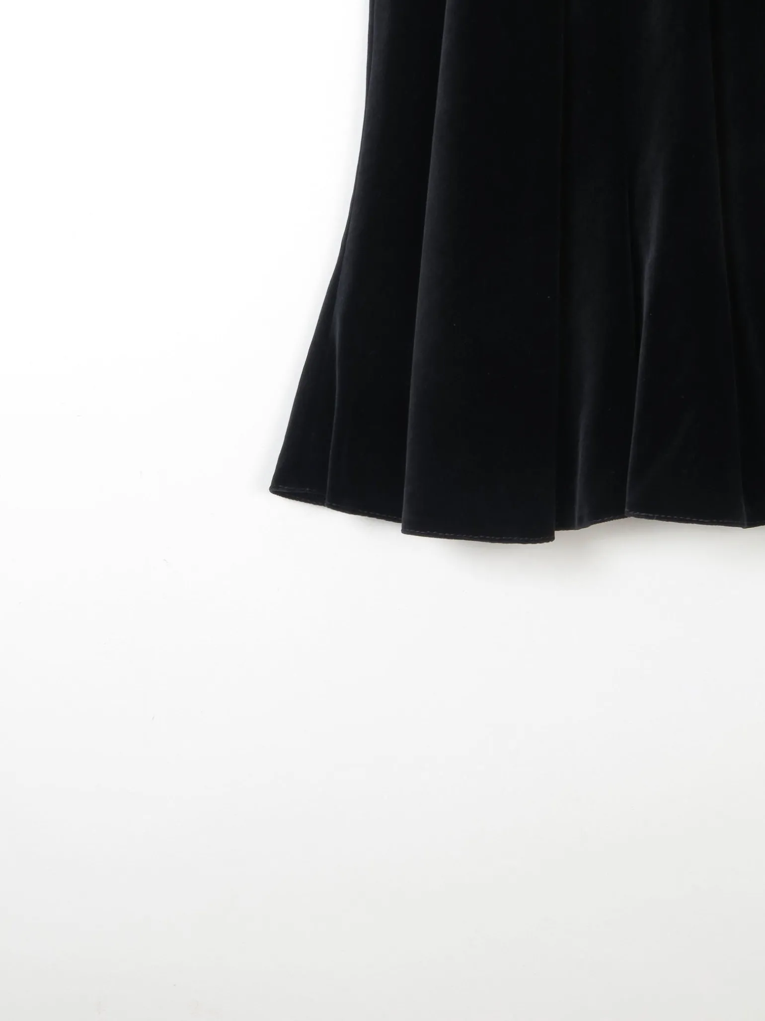 Vintage Black Velvet 1970s Skirt Bias Cut S