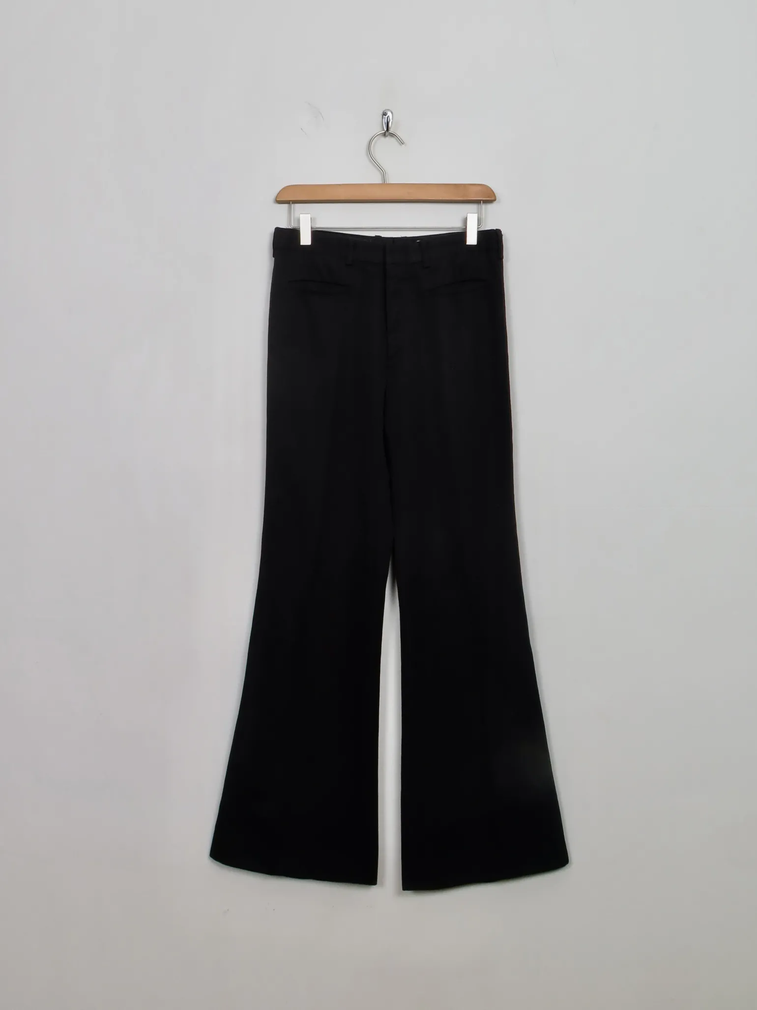 Vintage Black Wool Flared Trousers 27" W